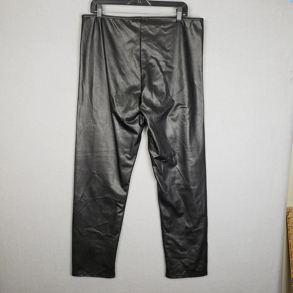Bagatelle Collection XL High Rise Pull On Faux Leather Pants‎ Black Indie Sleeze